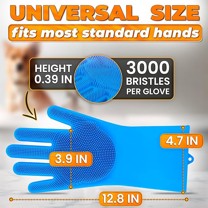 ALPENKOK Silicone Dishwashing Gloves with Scrubber – Non-Slip Silicone Gloves wor Washing Dishes | Household Use