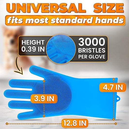 Cat & Dog Washing Gloves for Bathing – 2-in-1 Design Dog Scrubbing Gloves for Grooming, Massaging, and Paw Cleaning