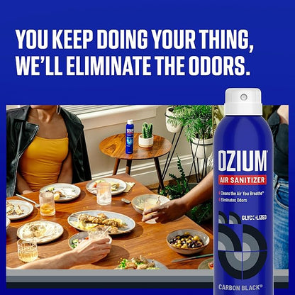 Ozium Air Sanitizer Spray - Room Odor Eliminator for Home, Car, and Office - Carbon Black - 8 oz Can - 1 Pack