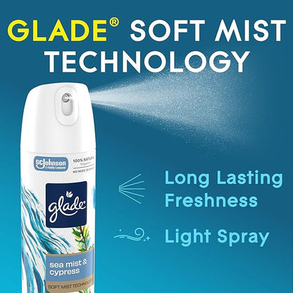 Glade Air Freshener Room Spray, Sea Birch Scent, Odor Fighting to Deliver Long Lasting Freshness, 7.3 Oz, 6 Count