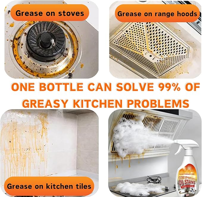 New Upgrade Kitchen Cleaner, Clean Up Kitchen Oil Stains Spray,Multi-Purpose Oils Stain Cleaner, Cleaning Spray For Home Kitchen(240ml/8.45oz)