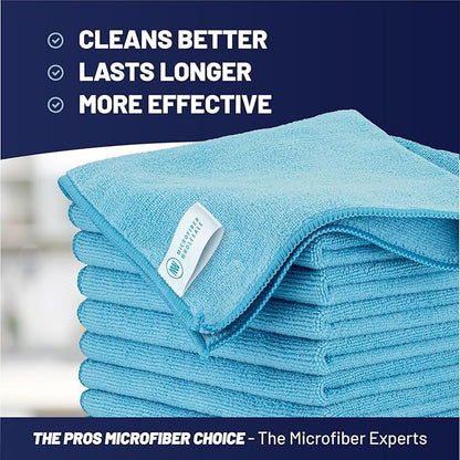 MW Pro Microfiber Cleaning Cloth | Blue | 36 Pack | 16” x 16” | All Purpose Microfiber Towels - Clean, Dust, Polish, Scrub, Absorbent