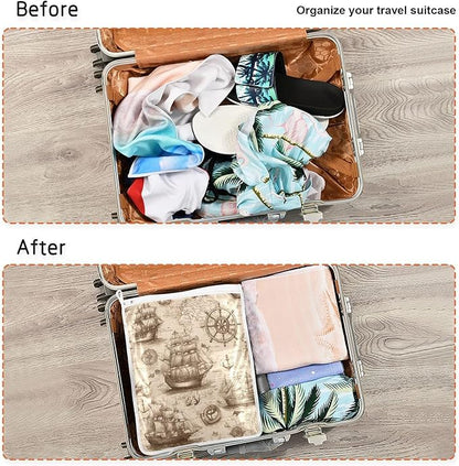 Mesh Laundry Bags Lingerie Bags for Washing Delicates 2 PCS Durable Wash Bag with Zipper Small and Medium Washable Vintage World Map Pirate Sailing Ship Anchor