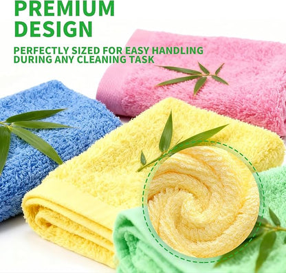 Bamboo Microfiber Cleaning Cloth-8Pcs Kitchen Wash Cloths,Wood Fiber Window Glass Rags,Micro Fiber Cloth for Cleaning Suitable for Dishes,Car Towel Rag Made From Baby Washcloths Material (pink)