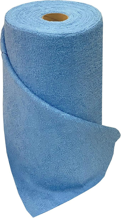 Eurow Microfiber Tear-A-Towel Cloth Roll, Reusable Paper Towel Alternative, Washable Up to 50 Times, Lint-Free, Streak-Free, for Kitchen, Auto, Home, Garage, Cleaning & Drying, 11"x12", 50-Pack, Blue