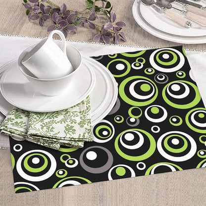 Green Black Gray Geometric Circle Dish Drying Mat for Kitchen Counter, 16" x 18" Absorbent Microfiber Modern Drying Pad for Dish Drainer, Washable, Foldable for Kitchen Gadgets, Multi-Use, Home Decor