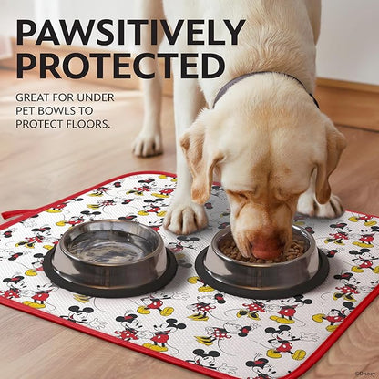 Disney Dish Drying Mats for Kitchen Counter (2 Pack) – 16" x 18" Absorbent Kitchen Drying Mats for Dishes – Mickey & Minnie, Winnie the Pooh, & Stitch Dish Mats