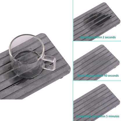 NiuYichee 2 PCS Water Absorbent diatomite Coasters, 12.2" x 4" Water Absorbing Stone Tray for Sink, Stone Drying mat for Kitchen Counter, Stone soap Tray Used for Hand Soaps & toiletries & Plants