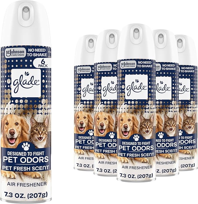 Glade Air Freshener Room Spray, Pet Fresh Scent, Odor Fighting to Deliver Long Lasting Freshness, 7.3 Oz, 6 Count