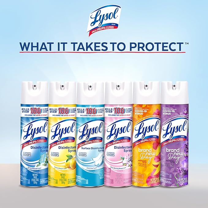 Lysol Disinfectant Spray, Sanitizing and Antibacterial Spray, For Disinfecting and Deodorizing, Early Morning Breeze, 1 Count, 19 fl oz each