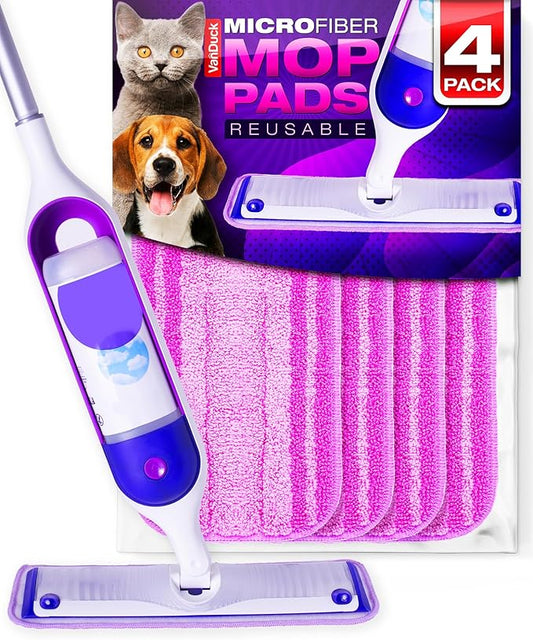 VanDuck Reusable Mop Pads for Swiffer PowerMop (4 Pack) - Microfiber Mop Refill for Wet Mopping Cloths - Washable Pads Compatible with Multi-Surface Floor Cleaning