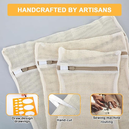 6 Pcs Laundry Bag Mesh Wash Bag Zipper Cotton Mesh Laundry Bags for Delicates, Lingerie Bags for Washing Delicates, Underwear, Pants, Shoes, Socks, Bra