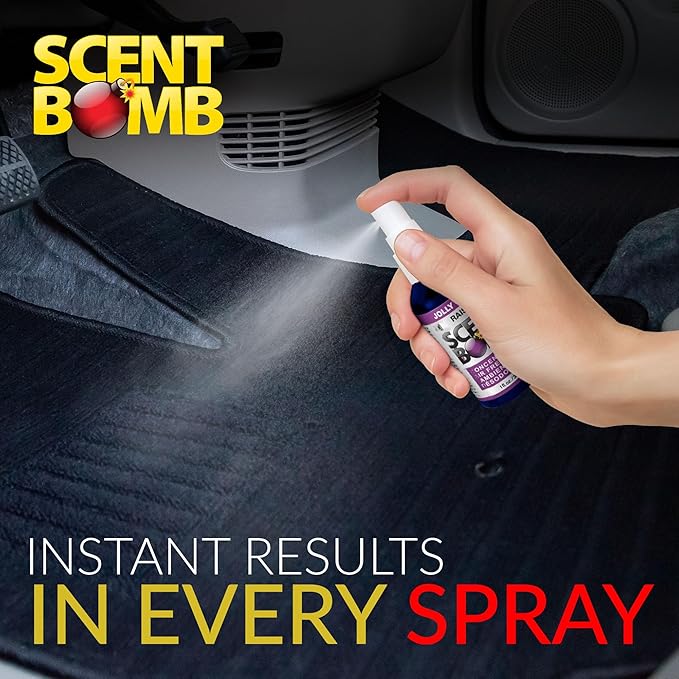 Scent Bomb Air Freshener Spray, Long-Lasting Odor Eliminator - Effective Deodorizer for Home & Car, Fresh Room Spray for Kitchen, Bathroom & Smell Neutralizer - 1 oz Pack of 4, Jolly Grape Scent