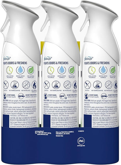 Febreze Air Mist, Air Freshener Spray, Odor Fighting Room Spray, Deodorizer for Home Bathroom Kitchen Apartment, Pet Odor Fighter Fresh Scent, 8.1oz (Pack of 3)