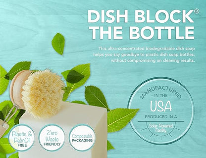 NO TOX LIFE Vegan Dish Block, 6 oz – A Solid Dish Soap for Effective Cleaning of Dishes, Pots and Pans – Ultra-Concentrated Biodegradable Formula – Fragrance and Dye Free – 4 Pack