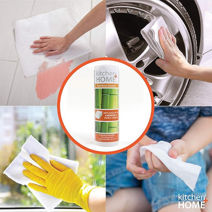 Kitchen + Home Paper Towel Alternative – Heavy Duty Washable Reusable Rayon Towels - One roll replaces 6 months of towels!