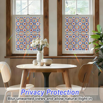 Rainbow Window Privacy Film,Heat Control,UV Blocking,Anti-Glare,Day & Night Privacy Protection & Decoration for Home, Bathroom,Glass Door,Static Cling,Renter-Friendly with Installation Tools