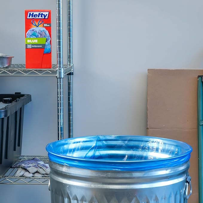 Hefty Blue Trash Bags, Blue, 30 Gallon, 36 Count