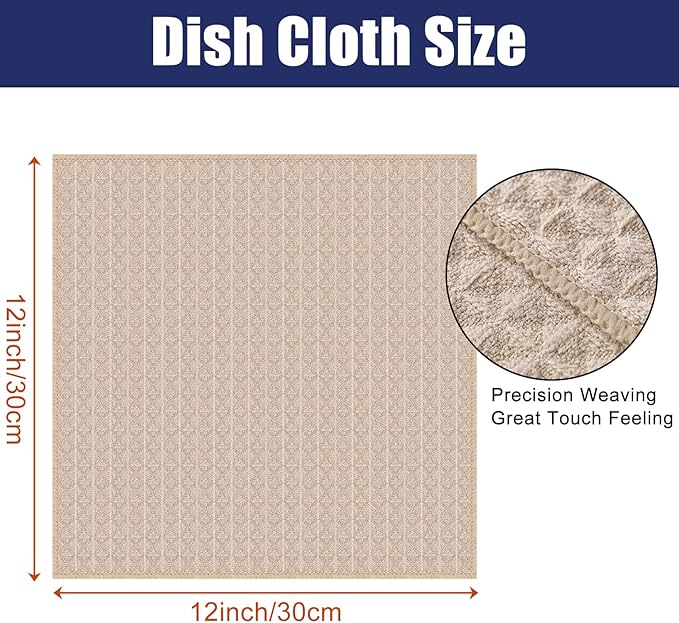 Homaxy Microfiber Waffle Weave Kitchen Dish Cloths, 12 x 12 Inch Ultra Absorbent and Solid Color Dish Towels for Kitchen Fast Drying Dishcloth for Washing Dishes, 8 Pack, Beige
