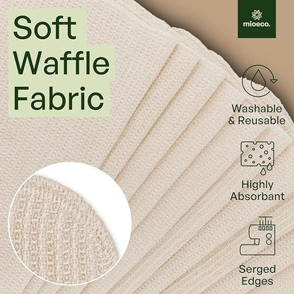 20 Pack Reusable Kitchen Paper Towels Washable - Super Absorbent Natural unPaper Towels - Natural Cotton - Reusable, Paperless Kitchen Dish Cloths - 100% Organic