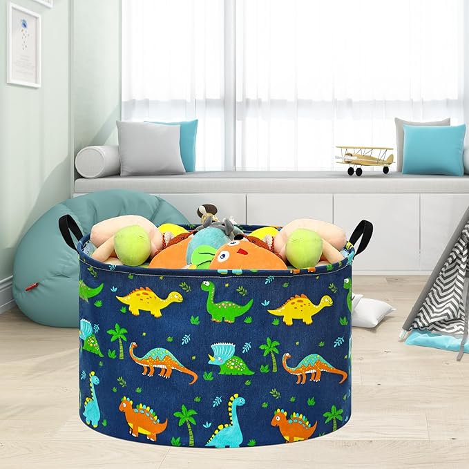21.6" Round Laundry Basket Gift Basket Storage Laundry Hamper Laundry Basket Toys Nursery Bin with Handles,Storage Basket for Bedroom Decor