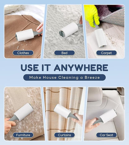 4X Extra Sticky Lint Roller for Pet Hair, Lint Rollers 315 Sheets Mega Value Set, Pet Hair Remover with 3 Upgraded Handle 3 Rollers, Portable Lint Remover for Clothes, Furniture, Dog & Cat Hair