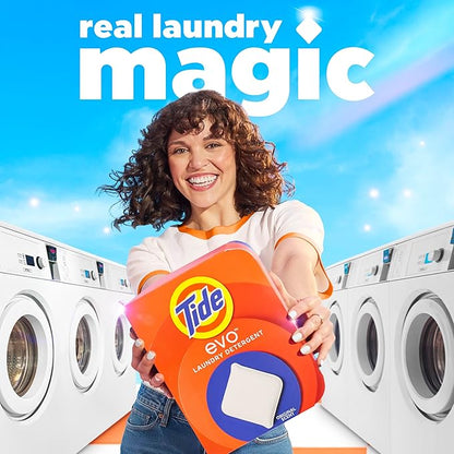 Tide evo Original Scent Laundry Detergent Fiber Tiles Works on 100% of Common Stains Safe for All Machines and Water Conditions Concentrated HE Compatible Clean and Instant Dissolve, 42 Count