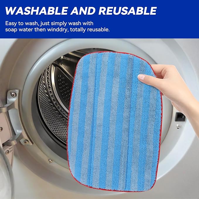 MC1375/MC1385 Microfiber Steam Mop Pads: 6 Pack Steam Replacement Pads Compatible with McCulloch MC1375, MC1385, MC1270 Steam Cleaners, Reusable & Washable Replaces Mop Pad Model: A1375-100/A1375-101