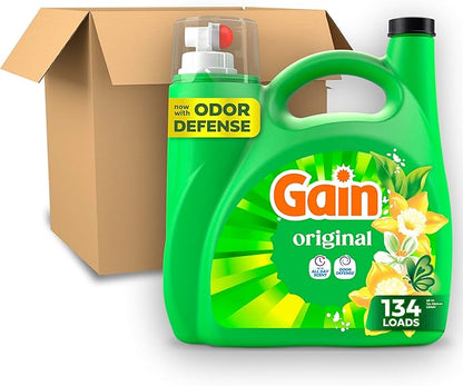 Gain Liquid Laundry Detergent, Original Scent, 177 fl oz, Freshness + Odor Fighting, Laundry Detergent Liquid Soap, HE compatible, 134 loads (Packaging May Vary)