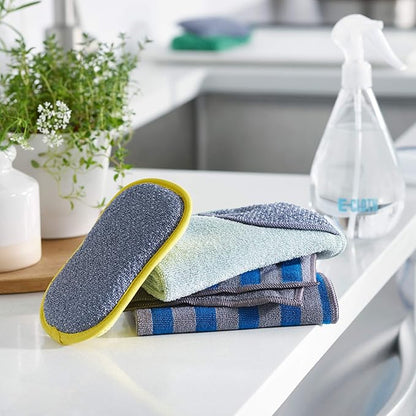 E-Cloth Kitchen Cleaning Kit, Premium Microfiber Cleaning Cloth with Scrubber, Ideal Cleaning Supplies for Kitchen Sinks and Dish Scrubber, 100 Wash Guarantee, 2 Cloth Set