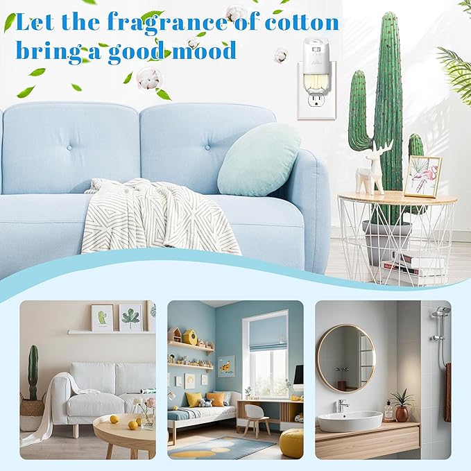 Plug In Air Freshener Refills for Home, Hawaiian, Jasmine & Cotton Scents for Bathrooms & Kitchen, 6 Count Plug Refill for Bedrooms, Office, Compatible with Air Wick & Glade, Not Include Glade Plus