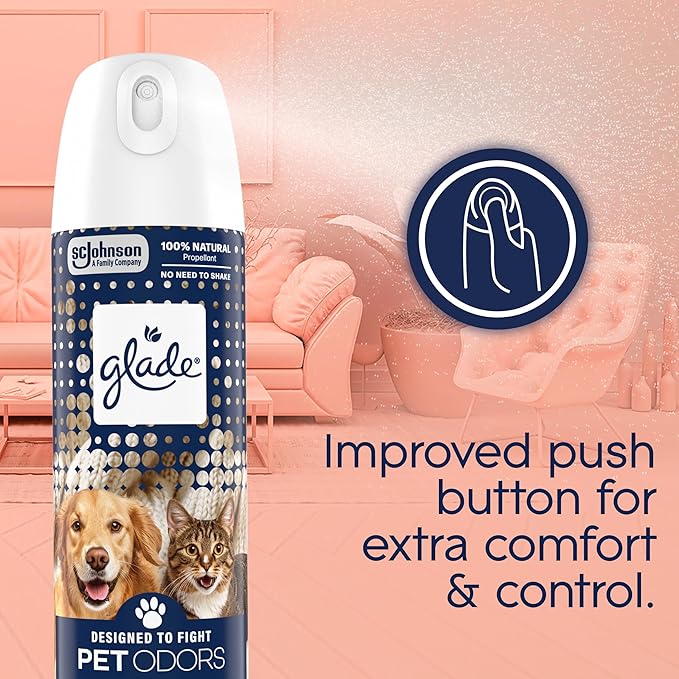 Glade Air Freshener Room Spray, Pet Fresh Scent, Odor Fighting to Deliver Long Lasting Freshness, 7.3 Oz, 6 Count