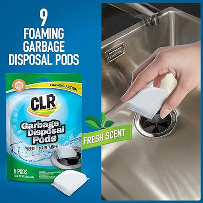 CLR Brands® Garbage Disposal Foaming Cleaner combines a powerful fast-dissolving formula with a fresh, clean-scented pod to safely clean and remove disposal odors without scrubbing. Use weekly.