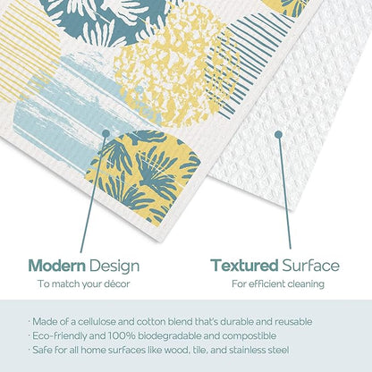 Swedish Dishcloths for Kitchen | 12-Pack Ocean Collection | Absorbent Reusable Swedish Dishcloths, Eco-Friendly Cellulose Sponge Dishtowels