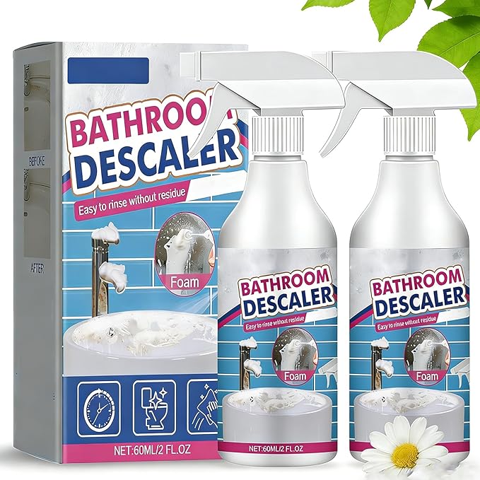 Heavy Duty Bathroom Scrubbing Solution, New Upgrade Bathroom Descaler, Stubborn Stains Cleaner, Bathroom Descaler Cleaners, All Purpose Bathroom Cleaner Spray for Home Kitchen (2PCS)