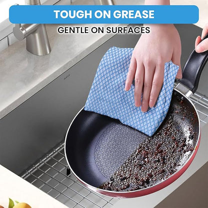 50 Count Disposable Cleaning Cloths, Blue - 13.8"x15.8" Ultra Absorbent Towels for Kitchen, Stove & Bathroom - Multi-Purpose Soft Dish Cloths