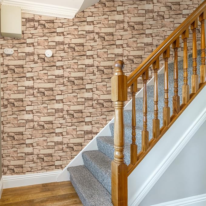 30 Pack 3D Wall Panels Peel and Stick, Waterproof Foam Stone 3D Wallpaper, Self Adhesive Foam Wallpaper for Bedroom Bathroom Kitchen (13.7 * 15.1in)