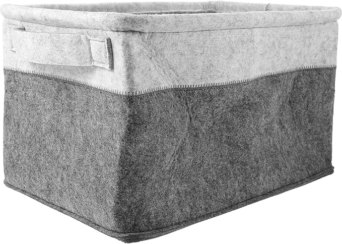SEWACC Large Foldable Felt Laundry Basket, Portable Dirty Clothes Storage Hamper for Bedroom and Bathroom, Multi-Color Woven Felt Organizer for Home Storage
