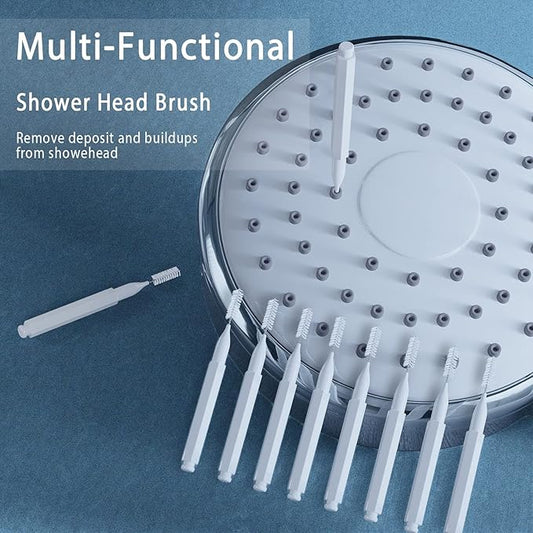 Shower Head Cleaning Brush for Small Hole,Multifunctional Shower Head Cleaner Tool Anti-Clogging Nozzle with Storage Boxes, Showerhead Cleaning Brushes Picks for Household Bathroom, White