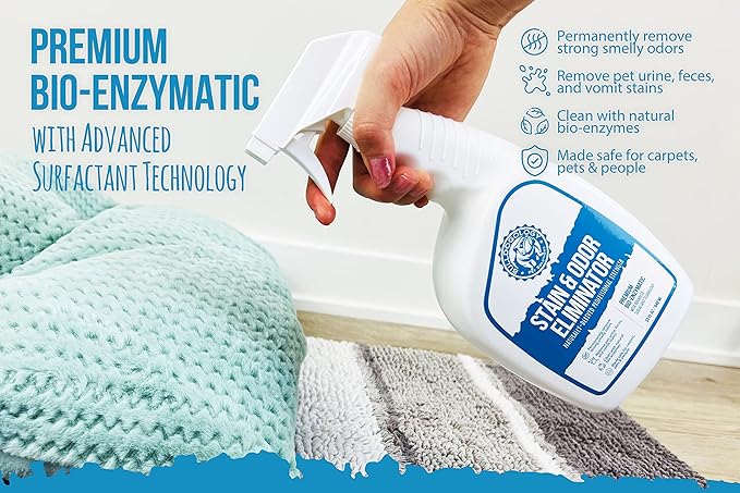 Bulldogology Bio-Enzymatic Pet Stain & Odor Remover - Pet Carpet Enzyme Cleaner for Cat and Dog Pee, Pet Stain Remover for Carpet and Floors, Dog Stain Remover and Odor Neutralizer (32 oz)