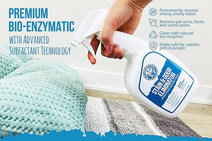 Bulldogology Bio-Enzymatic Pet Stain & Odor Remover - Pet Carpet Enzyme Cleaner for Cat and Dog Pee, Pet Stain Remover for Carpet and Floors, Dog Stain Remover and Odor Neutralizer (32 oz)