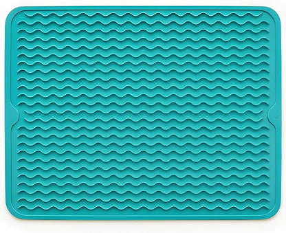 Silicone Drying Mat 16 × 12 – Teal Green Non-Slip Sink Mat for Kitchen Counter, Heat-Resistant Food-Grade Dish Pad, Easy-Clean Multipurpose Drawer Liner (Teal Green, 16" x 12")