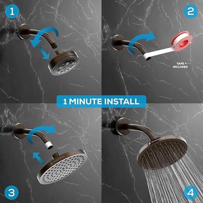 SparkPod Shower Head - High Pressure Rain - Premium Quality Luxury Design - Easy Clean Adjustable Replacement for Your Bathroom Shower Heads (Vintage Oil Rubbed Bronze, 8 Inch Round)