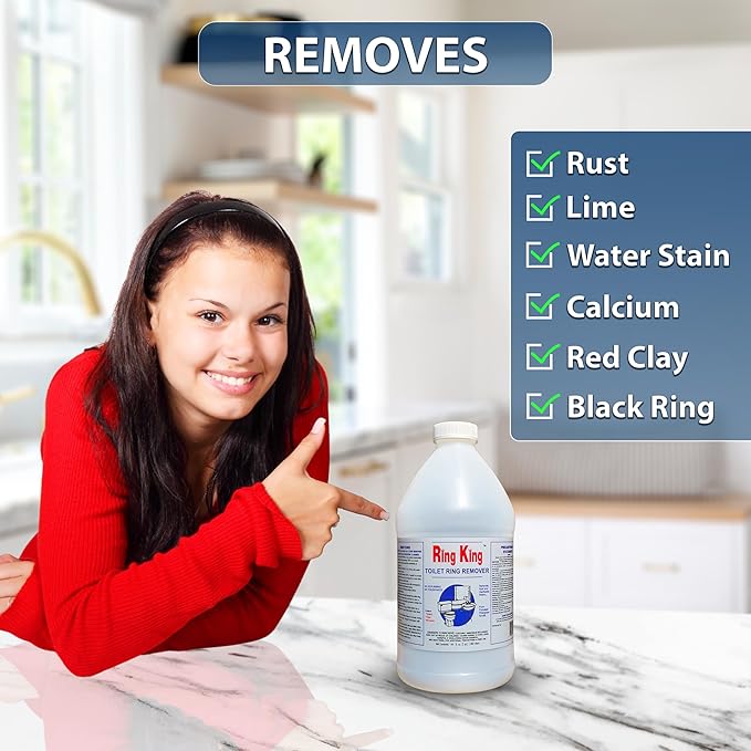 Amazon Brand - Ring King Toilet Bowl Cleaners | Pack Of 6 Toilet Bowl Cleaner Liquid 64oz Fast Acting Bathroom Cleaner For Calcium, Water, Rust, Red Clay & Lime Stains – No Scrubbing