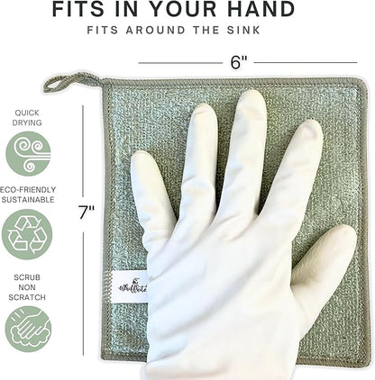 Whiffkitch Dishcloths Dishrags for Kitchen and Household Cleaning 6x7 6-Pack Non-Scratch 2-Ply Weave, Rayon Derived from Bamboo, Absorbent, Washable, Long-Lasting
