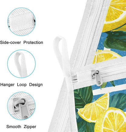Mesh Laundry Bags Lingerie Bags for Washing Delicates 2 PCS Durable Wash Bag with Zipper Small and Medium Washable Blue Striped Summer Lemons