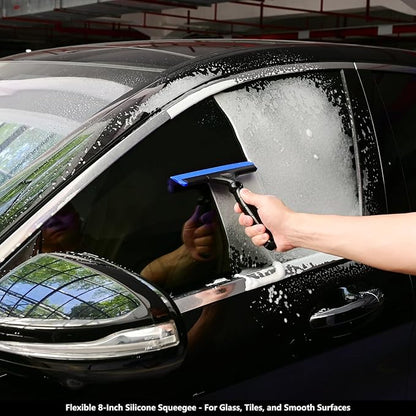 EHDIS 2PCS Flexible 8-Inch Silicone Squeegee Window Tint Tool Auto Water Blade, Shower Squeegee for Car Windshield, Glass, Tiles, and Smooth Surfaces (Blue)
