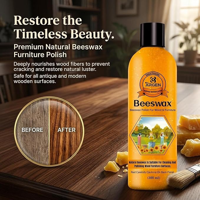CARGEN Beeswax Furniture Wood Polish - Wood Seasoning Beeswax Oil for Wood Natural Wood Polish and Conditioner Restore A Finish 300ML.