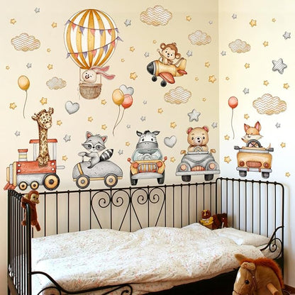 Wall Stickers Decals Kids Peel and Stick Removable for Nursery Kids Bedroom Living Room décor Boys Playroom (Balloon Animal car)