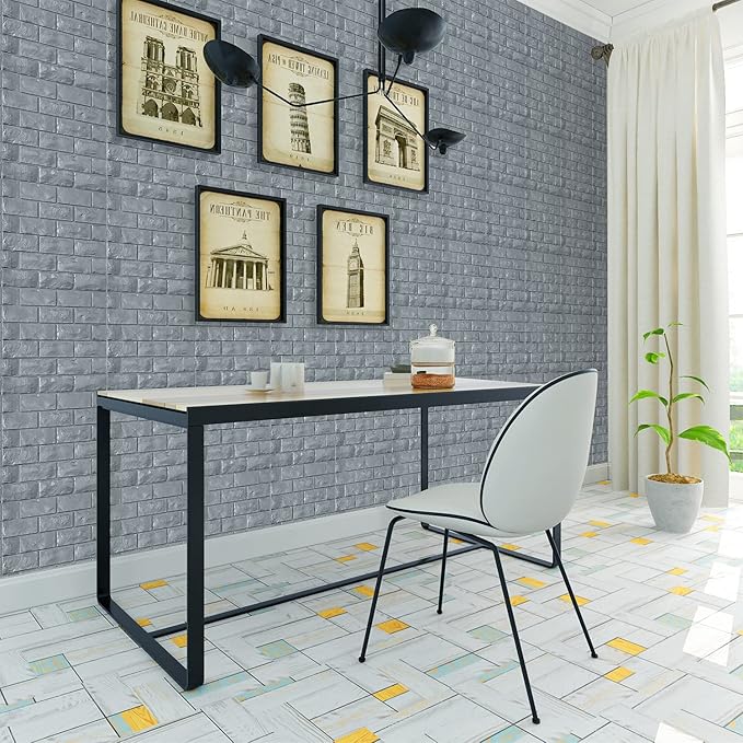 3D Wall Panels Peel and Stick 11PCS Gray Foam Brick Wallpaper for Bedroom Faux Stone Wall Panel Self-Adhesive Wallpaper (11PCS-10.65 Sq Ft, Gray)
